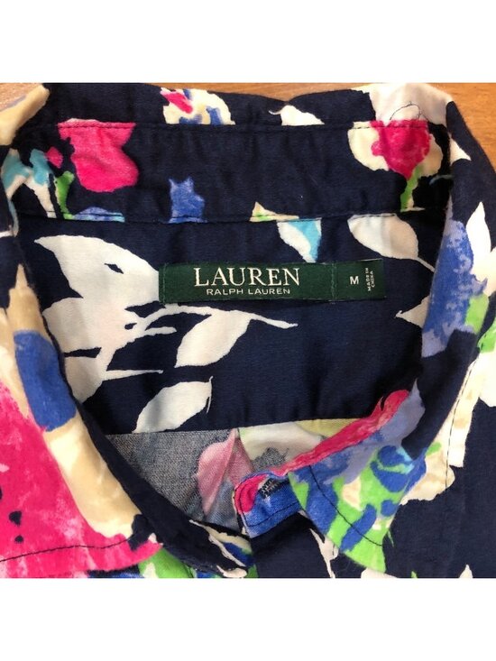 Lauren Ralph Lauren Floral Button Front 3/4 Sleeve Tunic Shirt Size M - Picture 10 of 10